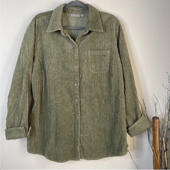 Croft & Barrow Corduroy Shacket /Jacket  Seafoam Green Button down  / XL - Picture 9 of 15
